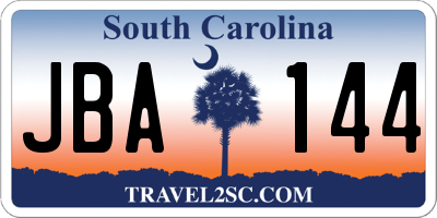 SC license plate JBA144
