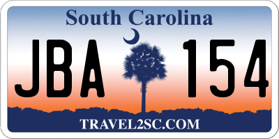 SC license plate JBA154