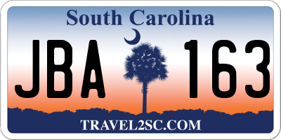 SC license plate JBA163