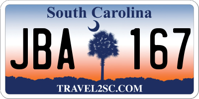 SC license plate JBA167