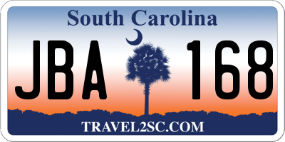 SC license plate JBA168