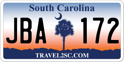 SC license plate JBA172