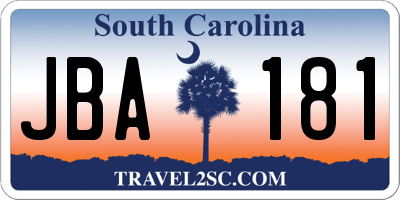 SC license plate JBA181