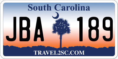 SC license plate JBA189
