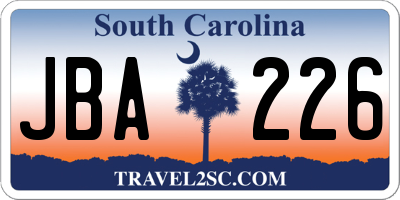 SC license plate JBA226