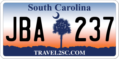SC license plate JBA237