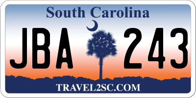 SC license plate JBA243
