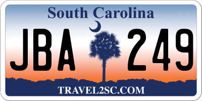 SC license plate JBA249