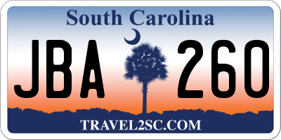 SC license plate JBA260