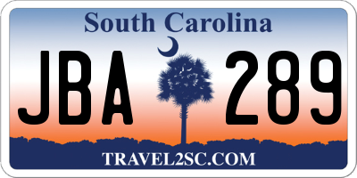 SC license plate JBA289
