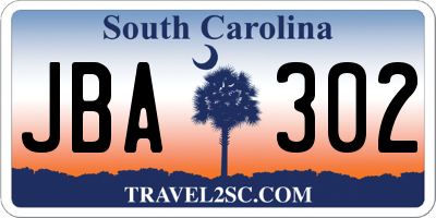 SC license plate JBA302