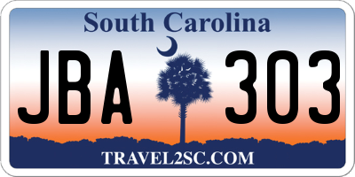 SC license plate JBA303