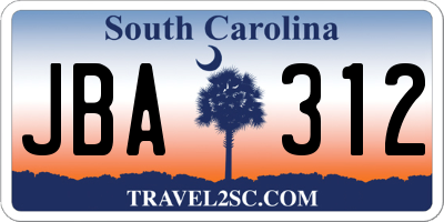 SC license plate JBA312