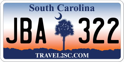 SC license plate JBA322