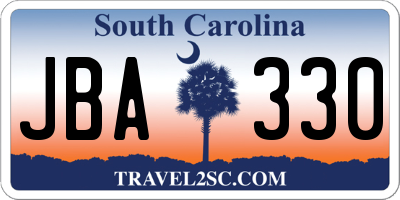 SC license plate JBA330