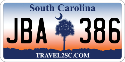 SC license plate JBA386