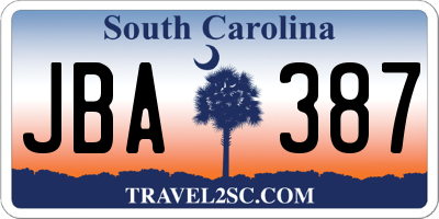 SC license plate JBA387