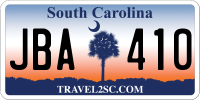 SC license plate JBA410