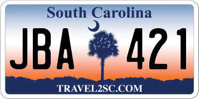 SC license plate JBA421
