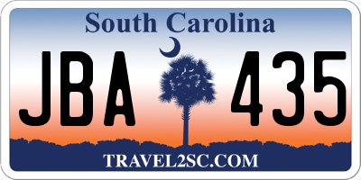 SC license plate JBA435