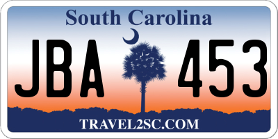 SC license plate JBA453