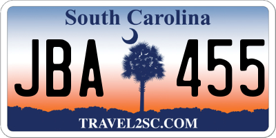 SC license plate JBA455