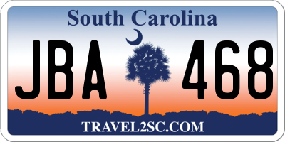 SC license plate JBA468