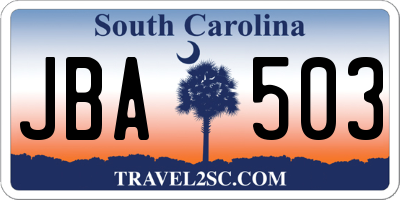 SC license plate JBA503