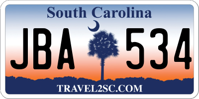 SC license plate JBA534