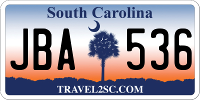 SC license plate JBA536