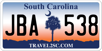 SC license plate JBA538