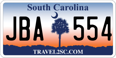 SC license plate JBA554