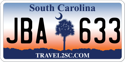 SC license plate JBA633