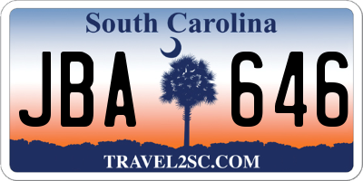 SC license plate JBA646