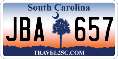 SC license plate JBA657