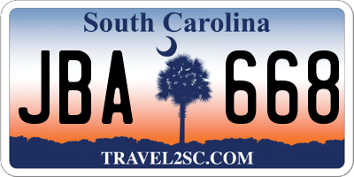 SC license plate JBA668