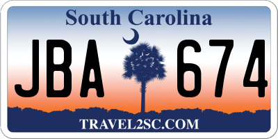 SC license plate JBA674