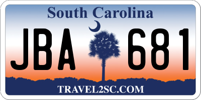 SC license plate JBA681