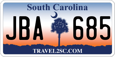 SC license plate JBA685