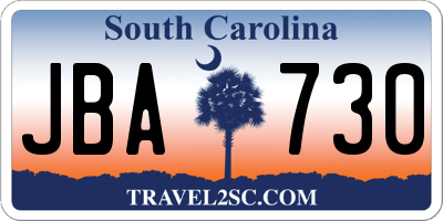 SC license plate JBA730