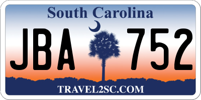 SC license plate JBA752