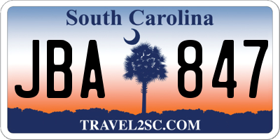 SC license plate JBA847