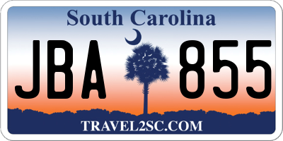 SC license plate JBA855