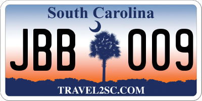 SC license plate JBB009