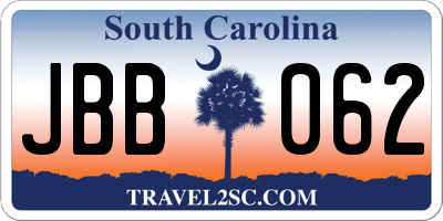 SC license plate JBB062