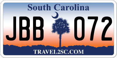 SC license plate JBB072