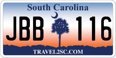 SC license plate JBB116