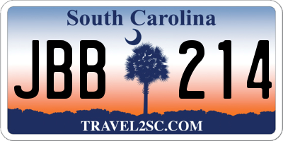 SC license plate JBB214
