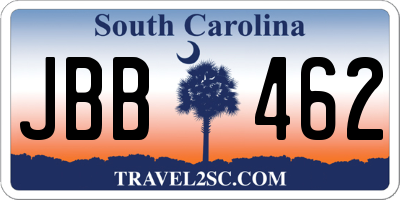 SC license plate JBB462