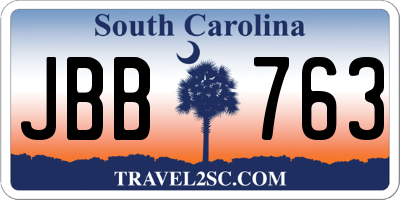 SC license plate JBB763